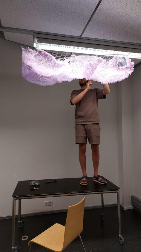 Installation try outs: 3D shibori + light + Arduino